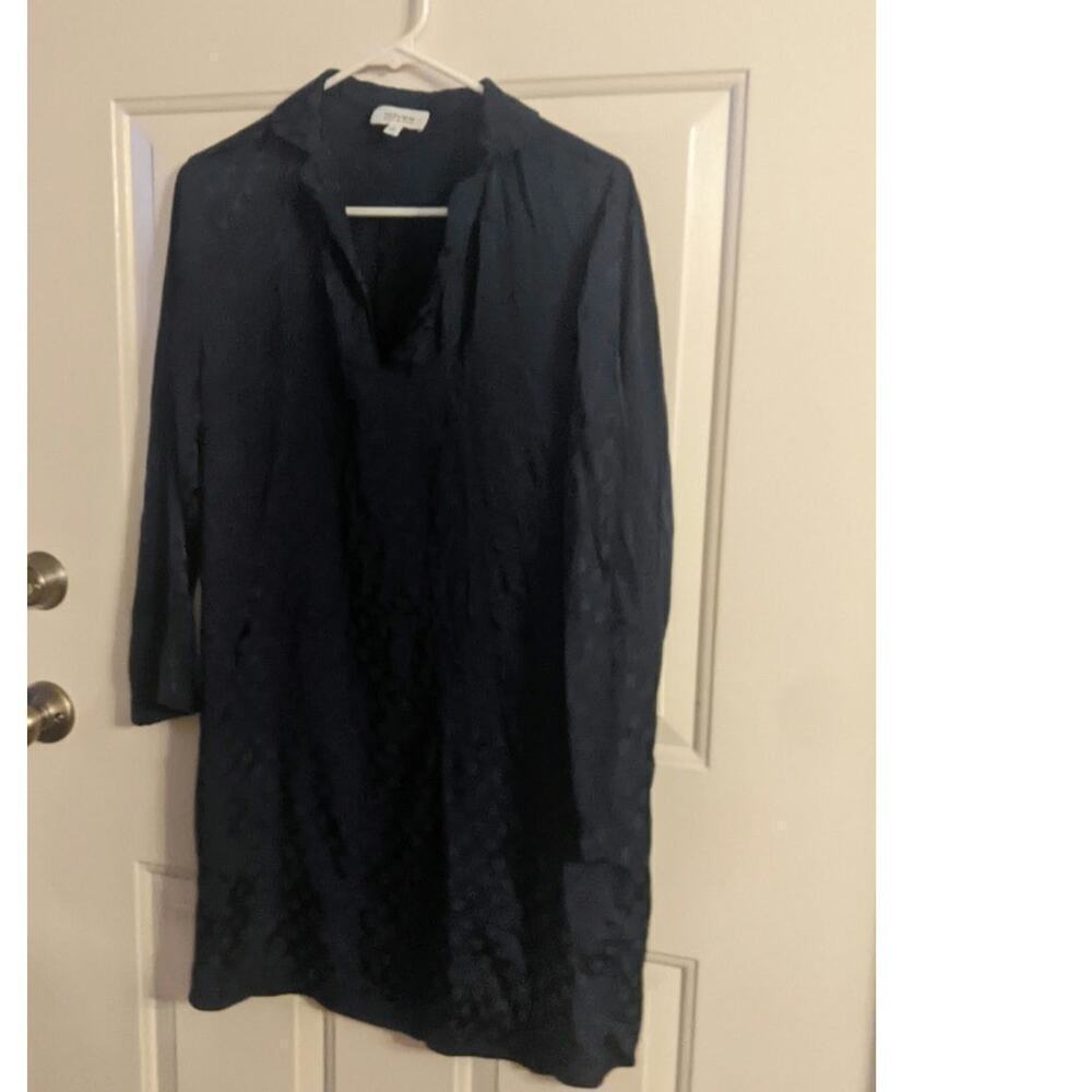 Haven Well Within Navy Blue Viscose Dress, Medium, V Neck, Abstract Dot Design